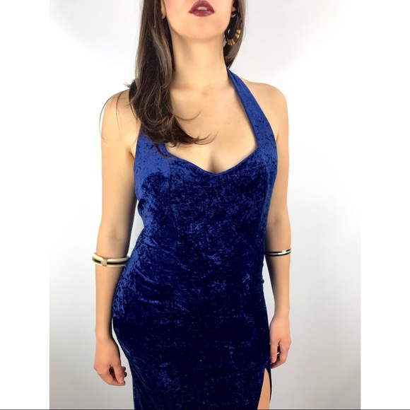 ❌SOLD❌ 1980s blue velvet dress ALL THAT JAZZ - Picture 4 of 8